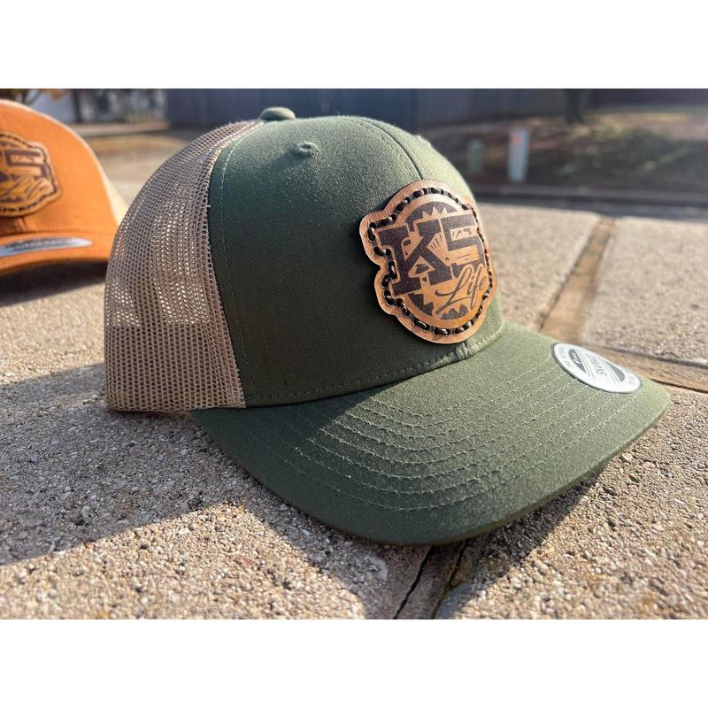 Leather Patch Chevy GMC K5 Blazer Jimmy Silverado Mesh Trucker Hat - Handmade in USA - Snapback - Oklahoma Customs Original