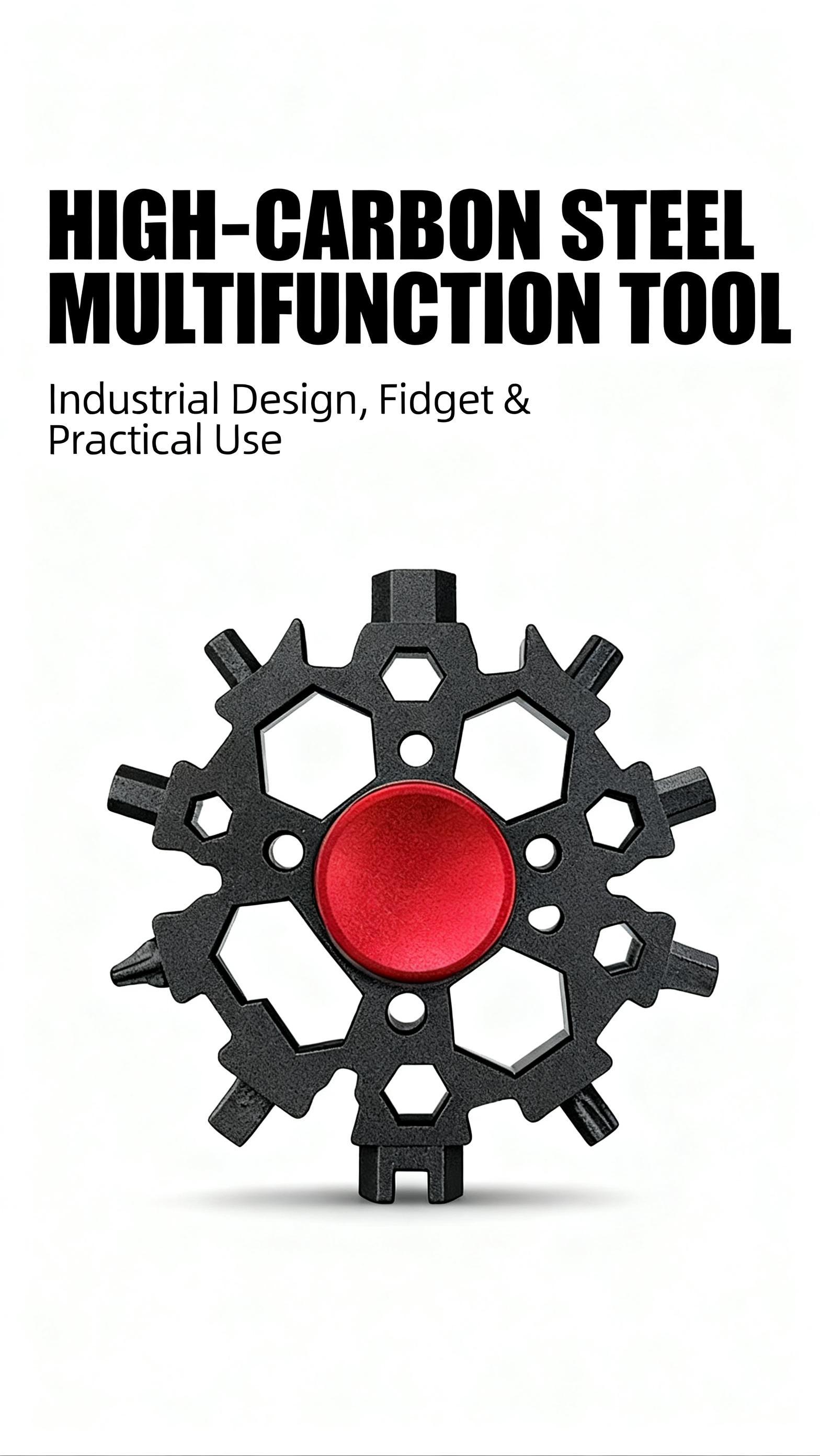 Snowflake Multitool, 23-in-1, Fidget Spinner Combo, Portable Carbon Steel, 2.6 Inch Diameter, Camping Essential, Hiking Gear, Bike Repair Tool, Daily Repairs, EDC Gadget