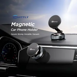 MSXTTLY 2025 Vacuum MagSafe Car Mount Magnetic Phone Holder, 360° Adjustable for MagSafe Car Holder Foldable Suction Phone Mount for Car, for Garmin GPS/Mirror/Smooth /Gym / Car/Home/Office, and flat ，for All Phones