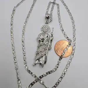 Saint Jude plated  necklace 24"inches stainless steel religious style