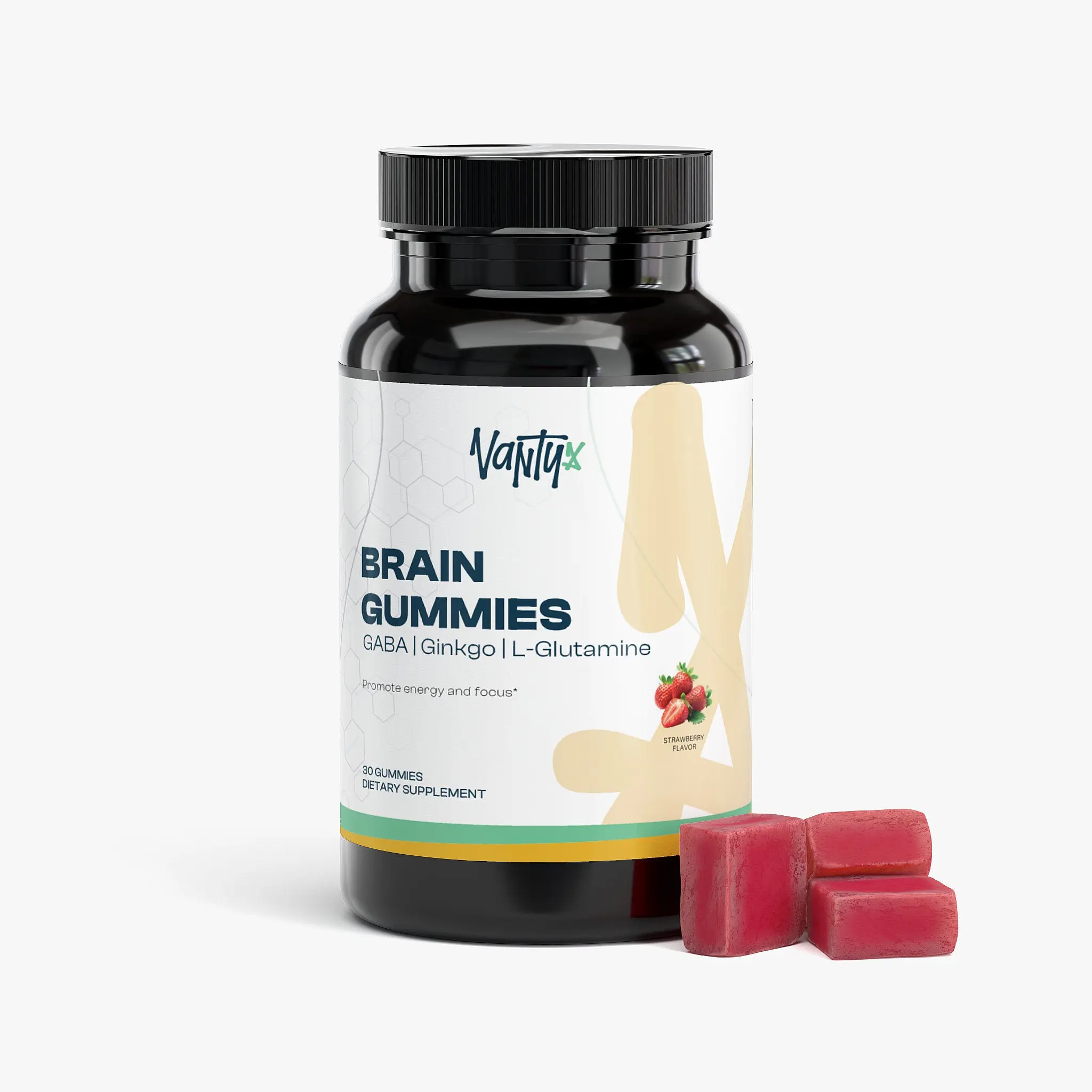 Vantyx Brain Gummies — Cordyceps, GABA, Ginkgo & DMAE Complex · 30 Strawberry Gummies