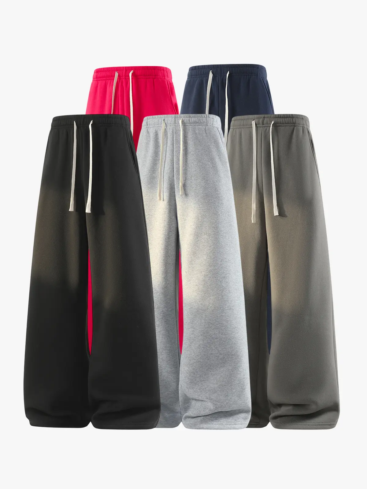 3-pack men’s long pants, men’s casual athletic long pants, men’s straight-leg pants.Simple and casual, versatile design with an elastic waistband and drawstring for easy waist adjustment; loose wide-leg fit—suitable for daily commuting, campus wear, stree