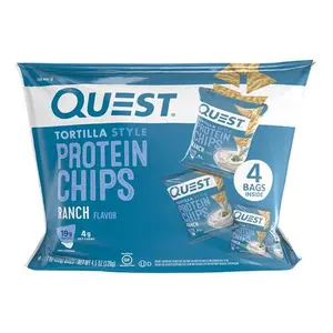 (W)Quest Tortilla Protein Chips – Ranch Flavor, Baked & Gluten-Free, 4-Pack