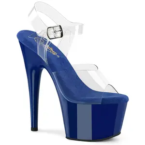 Pleaser Adore-708 Womens Sandals in Clear/Royal Blue