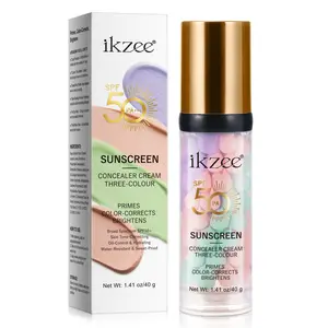 Ikzee 3-In-1 Sunscreen Concealer Primer, Spf50, 40g, Oil Control, Moisturizing, Hydrating, Brightening, Flawless Finish, Perfect Base Makeup