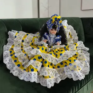 Jitana Muneca Spiritual Doll – Yellow Blue Handmade Yoruba Orisha Inspired Ritual Doll for Protection, Harmony & Energy Cleansing, Santeria Religious Altar Home Decor Gift