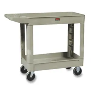 Rubbermaid Commercial Products  2-Shelf Cart- w-Lipped Shelf- 25-.88in.x45-.25in.x33-.25in.- Beige
