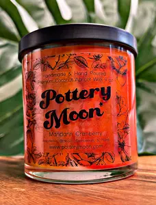Mandarin Cranberry Marbled Candle Premium Wax Wooden Wick 9 oz Jar