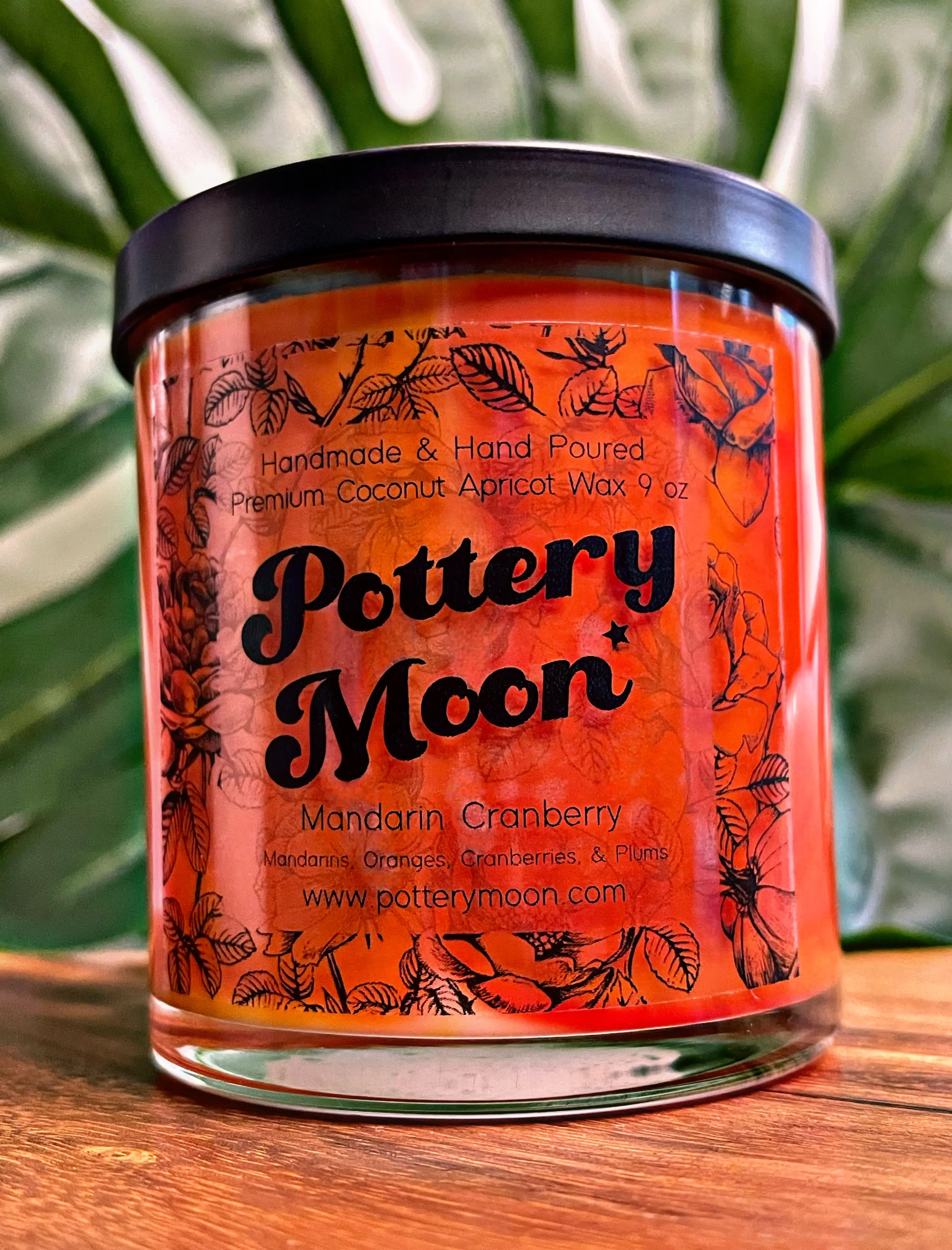 Mandarin Cranberry Marbled Candle Premium Wax Wooden Wick 9 oz Jar