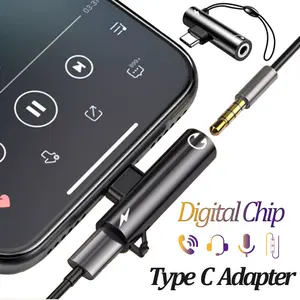 Digital Decoding USB Type C to 3.5mm Jack Headphone Adapter Splitter Fast Charger 20W