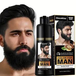 Oncekiss Beard Hair Dye Cream for Men - Quick & Easy Application - Natural Long-Lasting Color - Plant-Based Formula - Black & Brown Options - No Irritation - Waterproof & Sweat-Proof - Perfect for Youthful Look