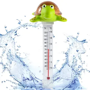 Floating pool thermometer large display with string easy to read shatter resistant for outdoor indoor swimming pools spas hot tubs aquariums turtle