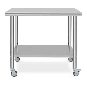 GARVEE NSF Stainless Steel Table, 36 x 24 x 35 Inch Metal Prep & Work Table, Commercial Food Prep Table with Adjustable Undershelf and Wheels for Commercial Kitchens, Restaurants, Garages and Hotels