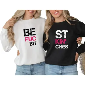 Best Fk Bitch Matching Unisex Sweatshirt Set, Funny Adult Friendship Graphic for Two, Bold Bestie Partner Design for Women Men, Playful Gift for Birthdays Holidays Winter Season, Made in USA