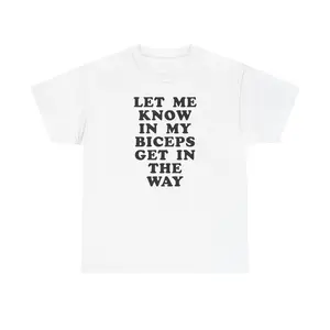 Menswear Short Sleeve T-Shirt - Unisex Funny "Let Me Know If My Biceps Get In The Way" Graphic - Casual, Breathable, Shortsleeve