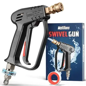 McKillans Short Pressure Washer Gun with Swivel High Pressure Water Handle 3/8" Male Plug 1/4" Quick Connector Coupler Compatible with Foam Cannon Car Wash