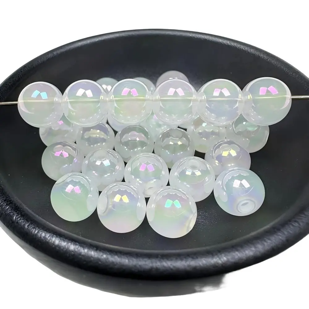 Pearl Ab Acrylic Beads, 10mm Round Loose Beads, DIY Galaxy Beads, Perfect for Jewelry Making Supplies, Handmade Projects, Home Decor, Christmas Gifts, DIY Beading Accessories, DIY Bead Art