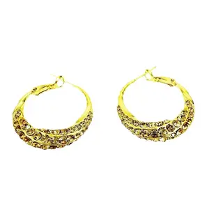 Fashionable temperament gold diamond-encrusted hoop earrings 2026 new stylish versatile design needle earrings E50007-EH
