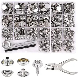 354PCS/Set Canvas Snap Kit 3/8inch  Marine Grade Stainless Steel Screw Snaps,Boat Cover Snaps,Carpet Snap kit with Setting Tool for Boat Cover Furniture (silver)