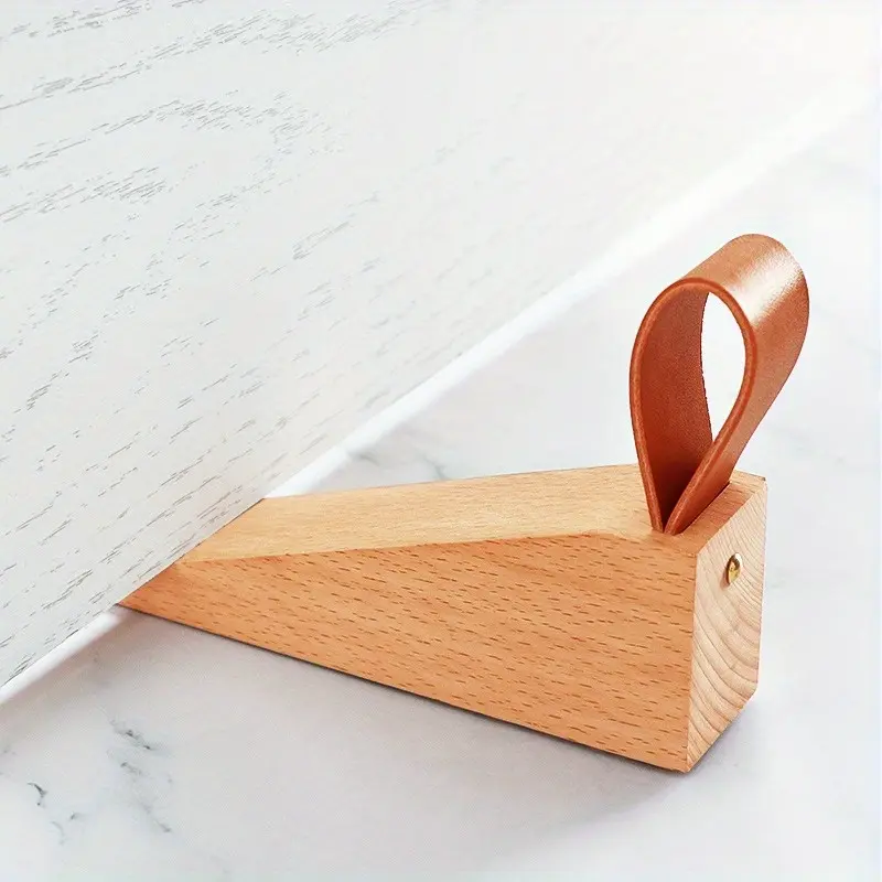 1pc Wood Door Stopper, Solid Wooden Non-Slip Door Wedges, Sturdy and Durable Door Stop Wedge, Door Stopper Fit for Door Bottom Seam
