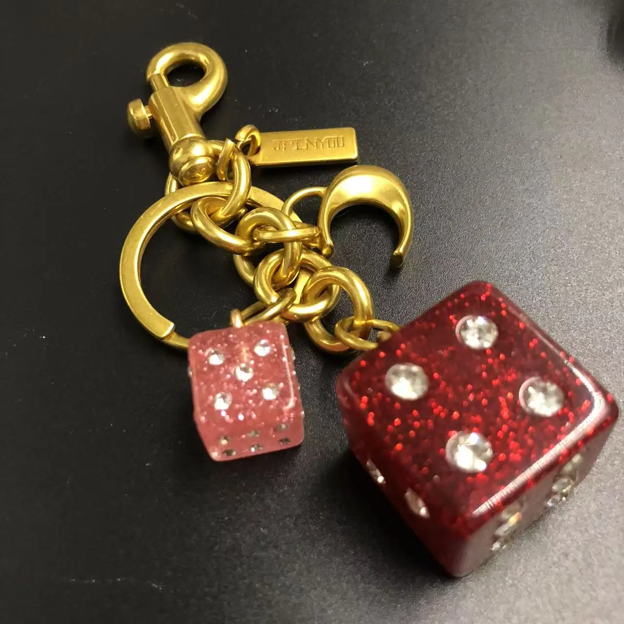 {Keychain} Red Pink Dice Keychain - Lucky Women's Bag Keychain Zircon Cute Bag Pendant Bag Charms