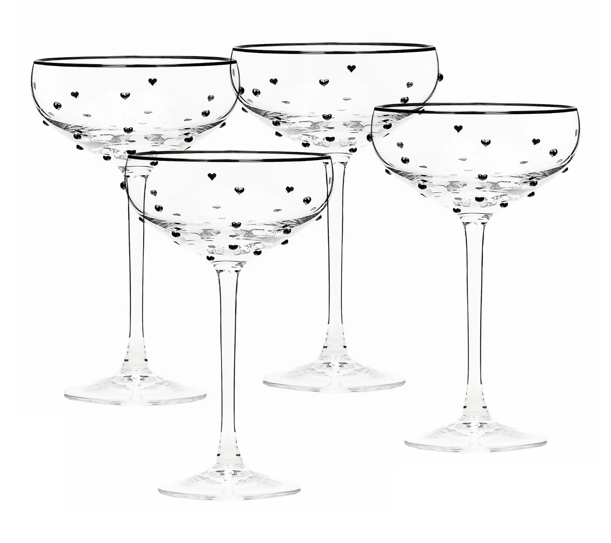 10 Strawberry Street Set of 4 Heart Champagne Coupe Glasses 10 Strawberry Street Set of 4 Heart Champagne Coupe Glasses