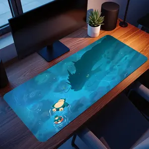 Snorlax Relaxing Lake TCG Playmat Anime With Zones Mousepad Gaming Desk Mat
