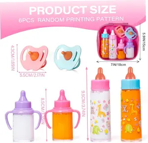 My Sweet Baby Disappearing Doll Feeding Set, Baby Care 6 Piece Doll Feeding Set - for Toy Stroller | 2 Milk & Juice Bottles with 2 Toy Pacifier for Baby Dolls Set - Kids Gift Set