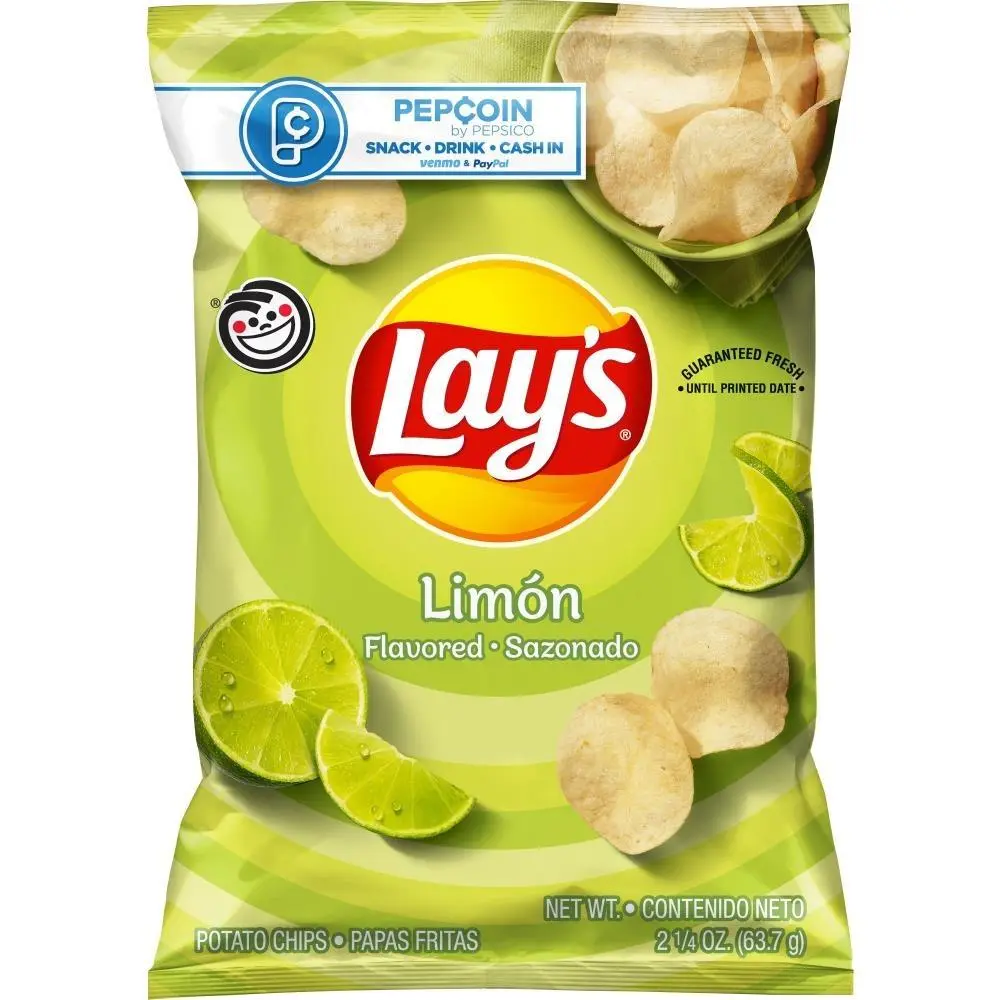 Lays Limon Lime Potato Chips 2.25 oz 24 ct XVL