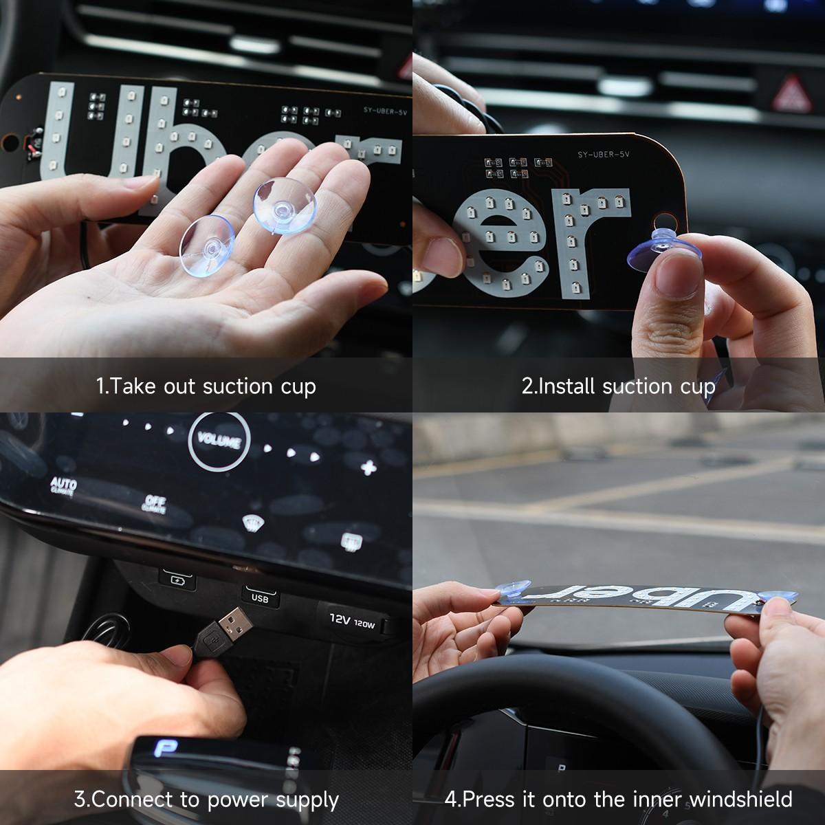 LED Driver Sign  USB Rechargeable Light for Rideshare Drivers