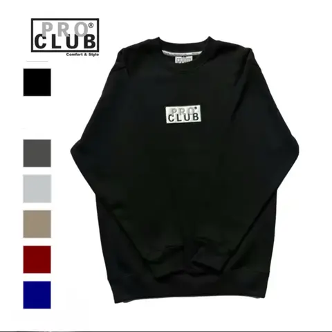 Pro Club Crew Neck sweater Fleece embroidered logo Casual Crewneck Classic Cotton Sweatshirt Tops Medium Sweater Hoodie unisex sweater sweatshirt