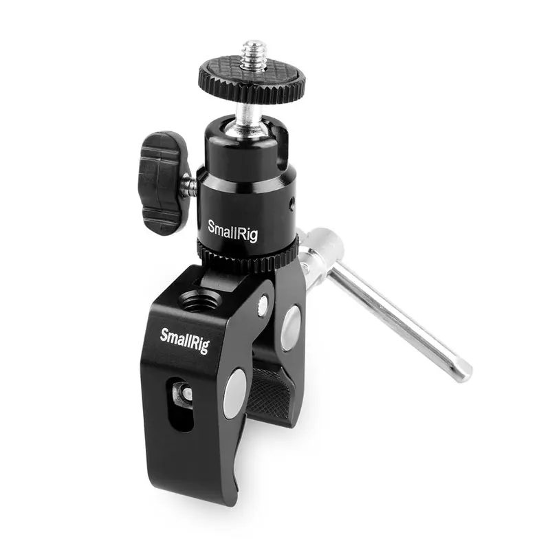 SmallRig Super Clamp Mount with Mini Ball Head Mount, Hot Shoe Adapter with 1/4 Screw for LCD Field Monitor, LED Lights, Flash, Microphone, for Gopro, for DJI Action 2, for Insta360 - 1124