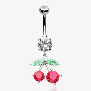 Luscious Cherry Sparkle Belly Button Ring Luscious Cherry Sparkle Belly Button Ring