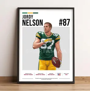 [UNFRAMED] Jordy Nelson Vector Art, Green Bay Football Legend Poster, Digital Style Wall Decor