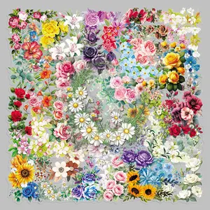 50sheets floral border art cartoon small fresh transparent stickers diy phone case storage box notepad stickers