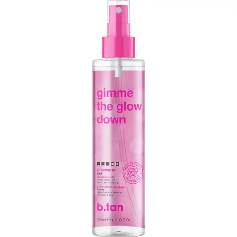 b.tan Gimme The Glow Down Self Tanning Water - Naturally Derived DHA, Rose Water-Infused, Vegan, Soothing, Hydrating, Brightening, Buildable Tan, Fixes Uneven Tone, Vitamin C, Daily Sunless Bronzing Body Care Product (Bottle Included)