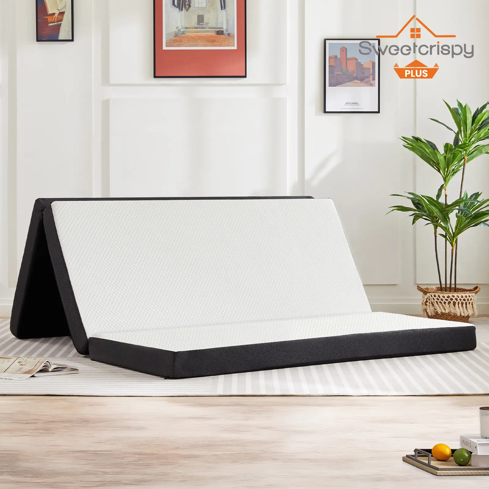 Textiles Soft Furnishings Bedding Mattress Pads Toppers Breathable Tri-fold Memory Foam for Camping, Foldable with Washable Cover
