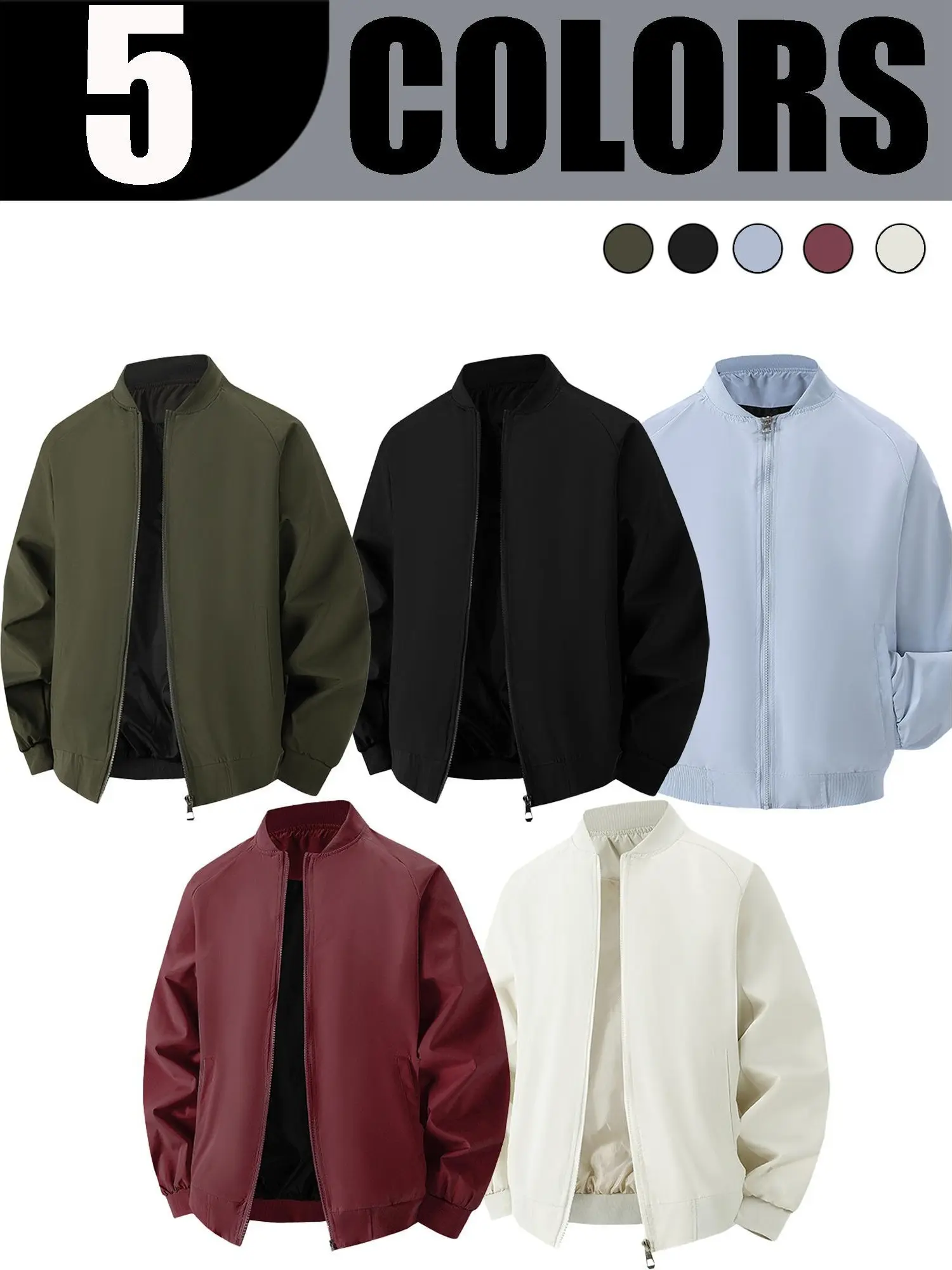 2026 New Style Jacket American Retro Jacket Men's Solid Color Baseball Jacket Bomber Jacket Men's Coat Men's Top