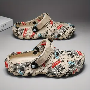 Shoes for Gentlemen Vibrant Graffiti Print Clogs - Ultra-Breathable, Lightweight EVA Summer Beach Slide Shoes for Casual Outdoor Garden Occasions, Design for Men and Women