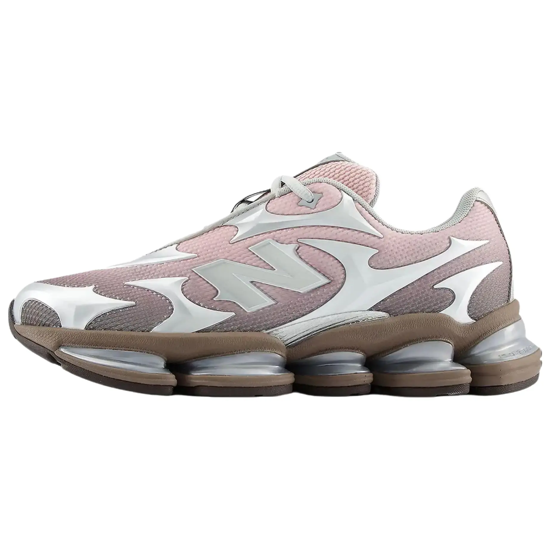 New Balance ABZORB 2000 Men's Layered Mesh Athletic Sneaker - Silver Metallic/Orb Pink/Cortado, Tech-Inspired Running, Colorblock, Tech Look, Casual Streetwear, Supportive Fit, All-Day Stability