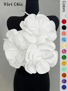 Women's Plain Flower Decor Halter Cami Top, Elegant Chic Sleeveless Fashion Casual Top for Daily Outdoor Wear, Ladies Clothes for Summer, Cute Tops