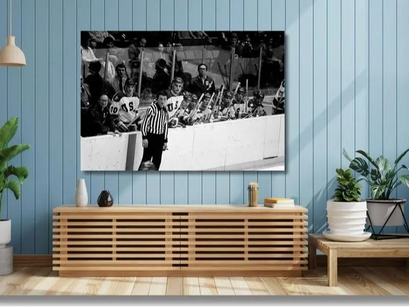 18x24 Warm Vintage USA Winter Olympic Hockey Team Paper Poster, Artistic Graphic Print in Tube, Home Decor Wall Art Accent for Living Spaces