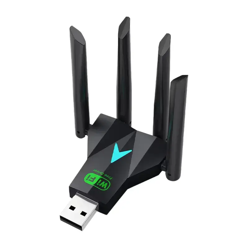 Driver-Free External Dual Band 1300Mbps WiFi USB 3.0 Adapter, 2.4G/5Ghz 802.11AC 4-Antenna Wireless Receiver for PC/Laptop