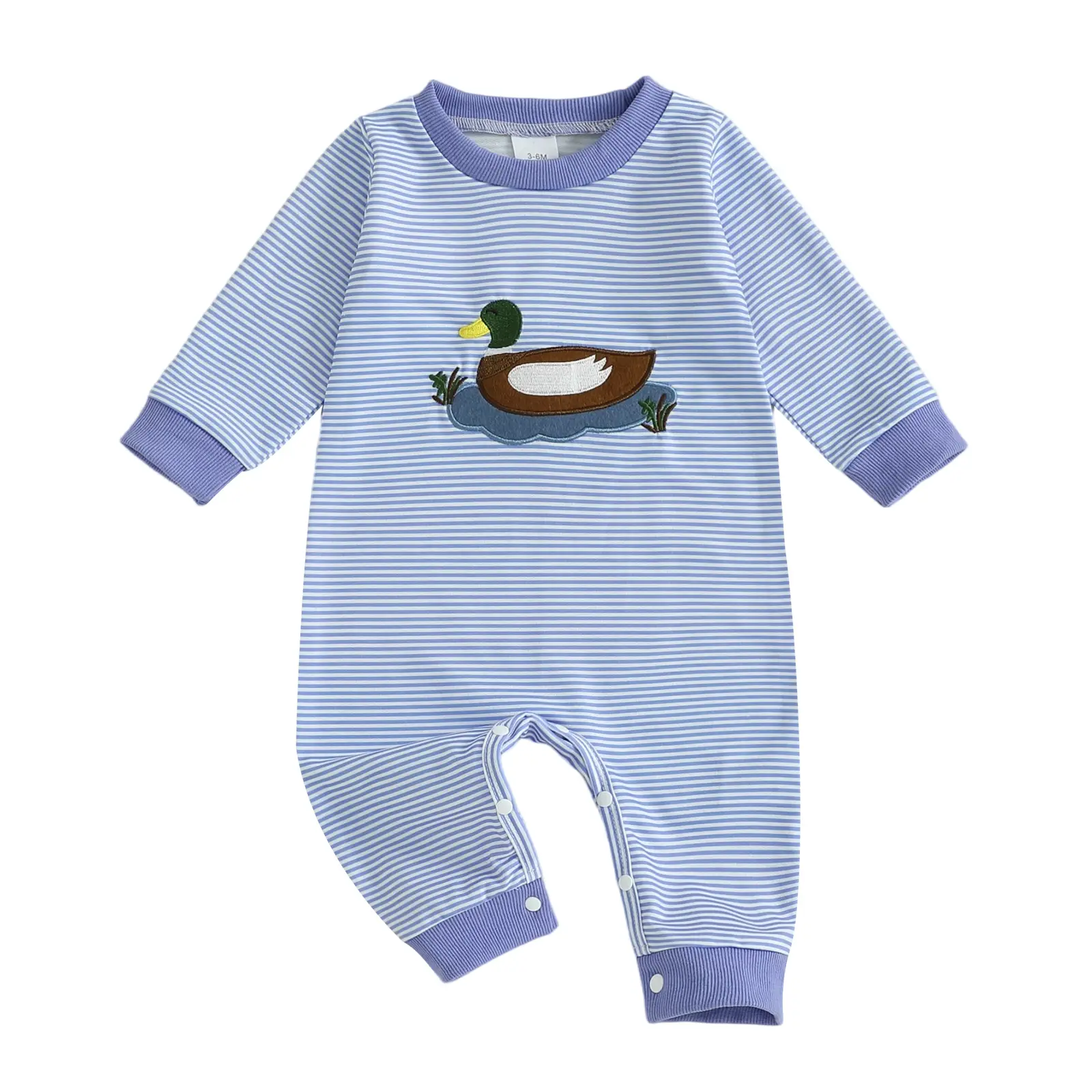 Newborn Baby Boy Mallard Duck Sweatshirt Jumpsuit Long Sleeve Striped Romper Overalls Hunting Clothes