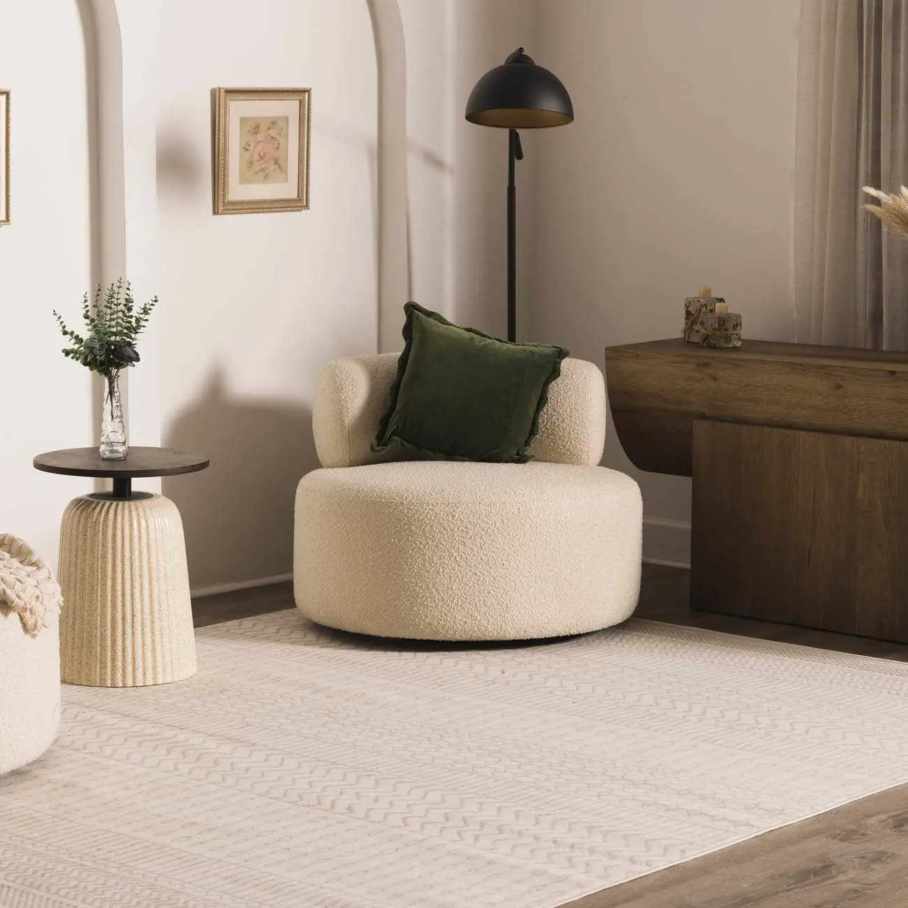 Lascassas Neutral Decorative Area Rug, Living Room Rugs for Home Interior, Decorative Rug
