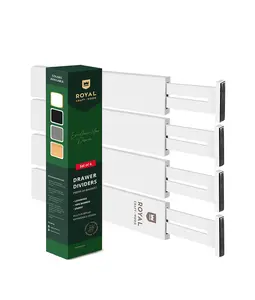 Royal Craft Wood Drawer Dividers, Set of 4 - Adjustable & Expandable Wooden Bamboo Drawer Dividers, Drawer Separators - Storage Accessories