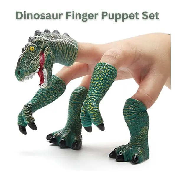 Halloween Gift Dinosaur Finger Puppet Set for Kids – Animal Hand Puppets for Puppet Show Theater, Educational Pretend Play Toys, Novelty Party Favors & Funny Gifts for Boys & Girls