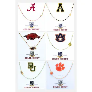 The College Logo Necklace: Side Set Logo on Enamel Bead Necklace