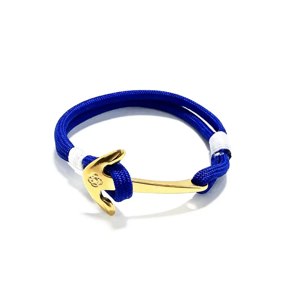 Royal Blue Nautical Anchor Bracelet Brass 029