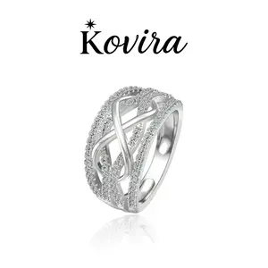 Kovira S925 Sterling Silver Elegant Clear Zircon Infinity Weave Ring for Women Everyday Wear Promise Gift